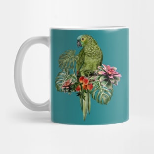 Hand drawn Watercolor of Blue fronted Parrot. Mug